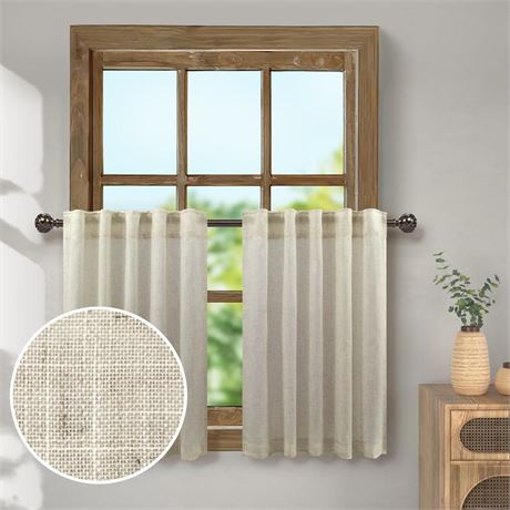 Pitalk Boho Kitchen Curtains 36 Inch Length for Small Window Pair Set 2 Panel