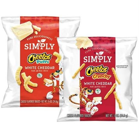 Simply Variety Pack  Cheetos White Cheddar Puffs & Crunchy  0.875 Oz  36 Count