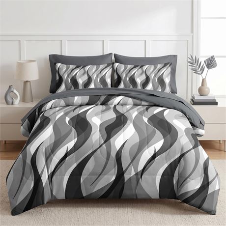 Nesker Comforter Set Queen Size, Minimalist 7 Pcs Bedding for Kids and Adults,