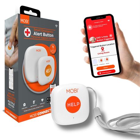 MOBI Emergency Alert Button, Smart Wireless Caregiver Support Monitoring System