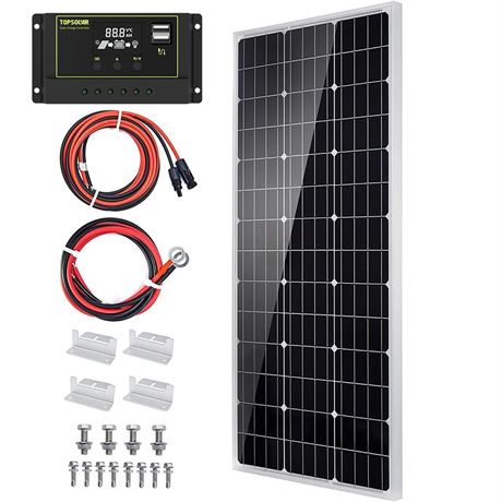 Topsolar Solar Panel Kit 100 Watt 12 Volt Monocrystalline Off Grid System For