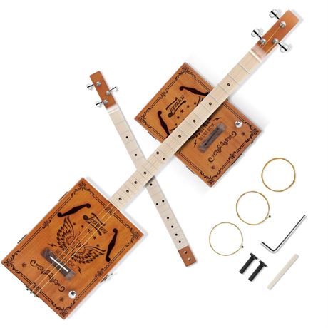 Cigar Box Guitar 3-String DIY Guitar Kit Tunable GDG with Pickup Connected