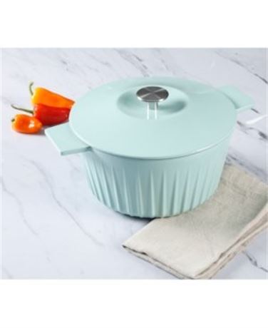 Enameled Cast Iron 5 Qt. Round Dutch Oven with Lid in Light Cyan Turquoise