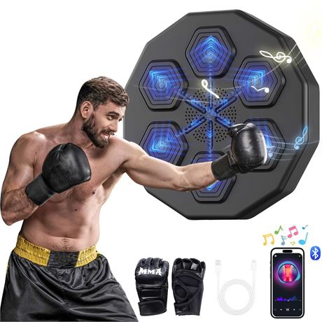 Music Boxing Machine with Gloves, Wall Mounted Smart Bluetooth Boxing Machine,