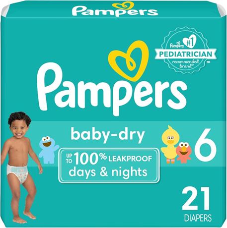 Pampers Baby Dry Diapers - Size 6, 21 Count, Absorbent Disposable Diapers Size