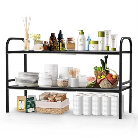 Expandable 2-Tier Under Sink Organizer, 8 Removable Plastic Boards, Tool-Free
