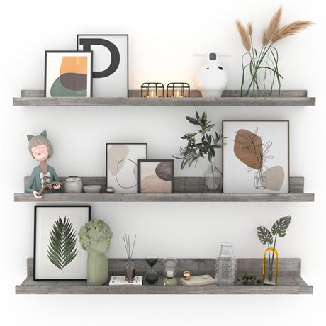 Giftgarden 36 Inch Grey Floating Shelves for Wall Mount, Gray Wood Wall Shelf