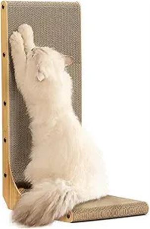 FUKUMARU Cat Scratcher, 26.8 Inch L Shape Cat Scratch Pad Wall Mounted, Cat