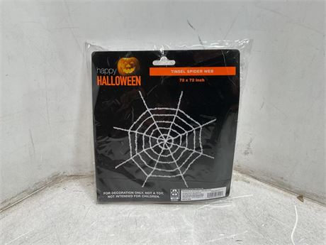 Halloween tinsel spider web 72x72 in