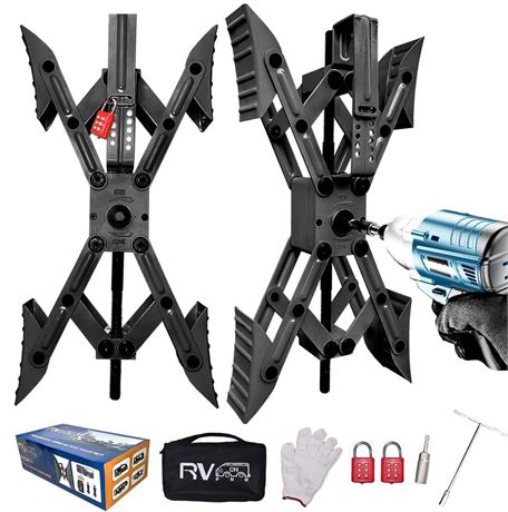 Camper X-Shaped Wheel Chock Stabilizer, 2 Sets RV Stabilizer Wheel Chock