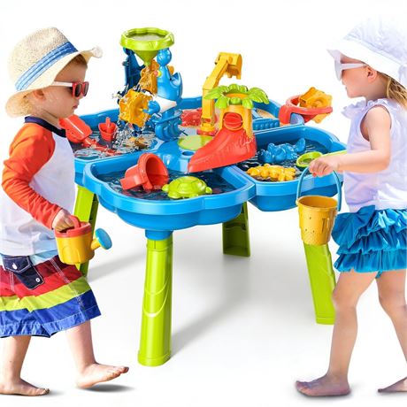 Dinosaur Planet Sand Water Table for Toddlers, 4 in 1 Sand Table and Water Play