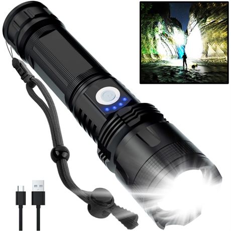 Rechargeable Flashlights High Lumens, 990,000 Lumens Super Bright LED Flash