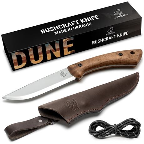 BeaverCraft Bushcraft Knife Full Tang Carbon Steel with Leather Sheath –