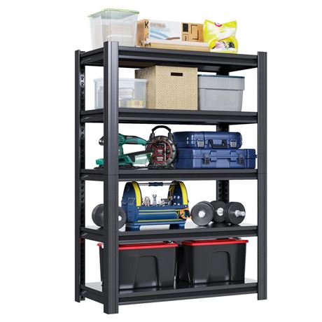 Garage Shelving, 5 Tier Adjustable Metal Shelving, 72"×35"×16", 2500LBS Heavy