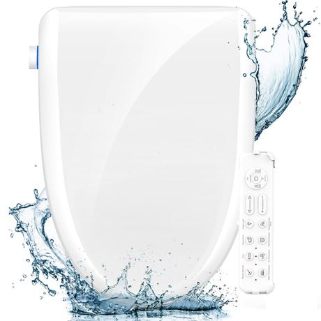 FVZ Bidet Toilet Seat Elongated Smart Heated Toilet Seat with Warm Water &