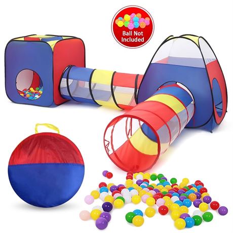 Yexmas 4 in 1 Kids Play Tent and Tunnels, Foldable Indoor Outdoor Pop Up Ball