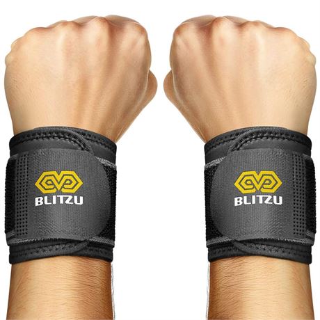 BLITZU 2 Pack Wrist Compression Strap and Wrist Brace. Sport Wrist Wraps