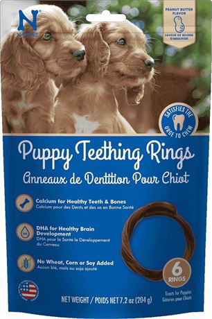 N-Bone Puppy Teething Rings, Dried Chew Rings for Puppy Dogs, Peanut Butter