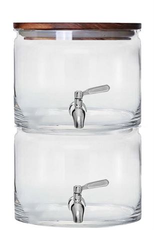 Better Homes & Gardens 240oz Stacking Glass Beverage Dispenser with Acacia Wood