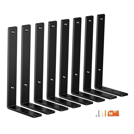 NEODROP 8-Pack 12 Inch Heavy Duty Shelf Brackets, Premium Floating L Bracket