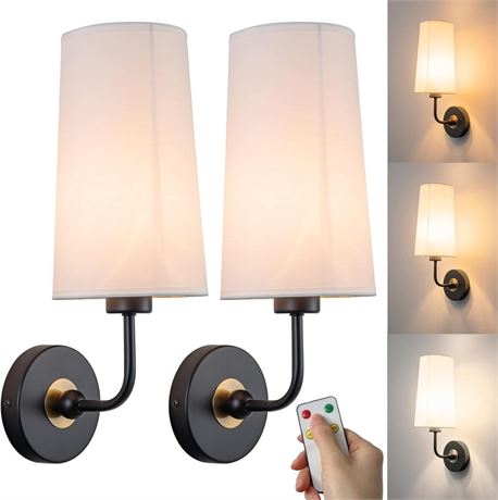 Vintage Battery Operated Wall Sconce Set of 2 Wall Lamp with Remote Control,