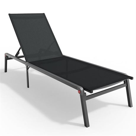 Outdoor Lounge Chair, Foldable & Assemble-Free Tanning Chaise Lounge with 0-60°