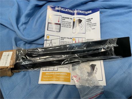 30" Slide-in Range Rear Trim Kit, Black, with (1) metal trim piece and
