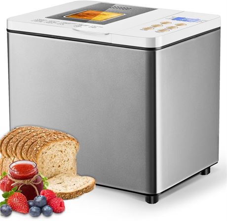 Bread Machine Dual-Heaters, 19-in-1 Horizontal Bread Maker, Gluten Free,