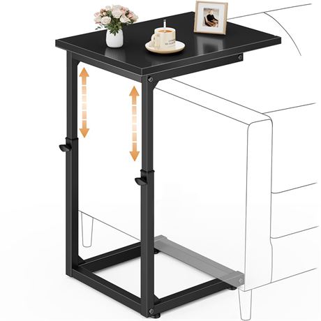 Vagusicc C-Shaped End Table for Couch, 33" Tall C Table Adjustable Height Side