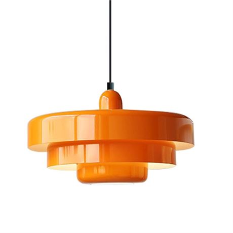 Qepeety Mid Century Pendant Lamp 1-Light Orange Ceiling Pendant Light 3-Layer