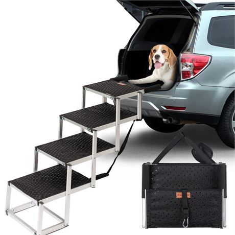 Dog Ramp Portable Dog Steps for Cars, SUV and Trucks Adjustable Aluminum Dog