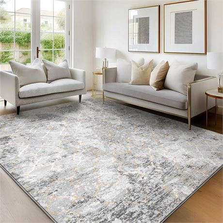 5x7 Area Rugs 5x7, Machine Washable Area Rugs for Living Room, Grey Area Rug