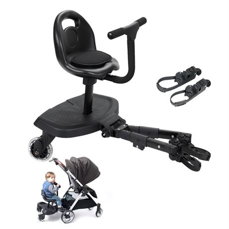 Universal 2-in-1 Stroller Board，Child Rider Stroller Attachment with Saddle