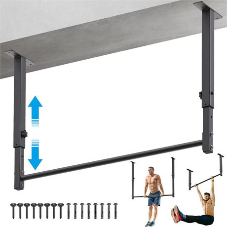 48" Ceiling Mounted Pull Up Bar, Heavy Duty Multi-Grip Chin Up Bar,Mounted Pull