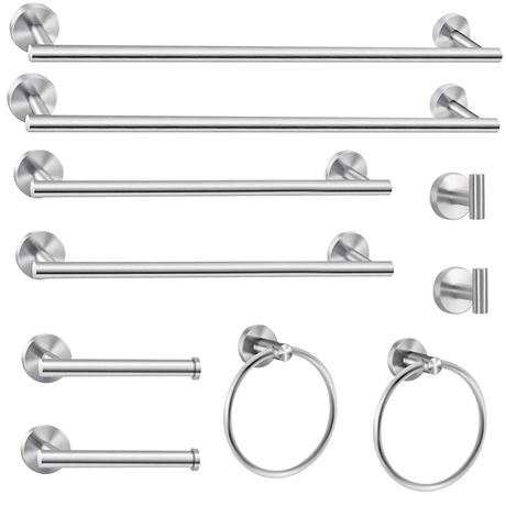 Cilee 10 Piece Brushed Nickel Bathroom Hardware Set, 24 inch Brushed Nickel