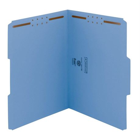 Smead 100% Recycled Fastener File Folder, 2 Fasteners, Reinforced 1/3-Cut Tab,