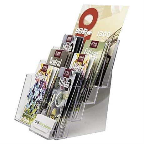 Clear-Ad - Acrylic Brochure Holder with Business Card Pocket - 4 Tier Pamphlet