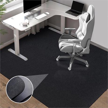 Office Chair Mat for Hardwood Floor: 63" x 51" Extra Large Black Office Chair