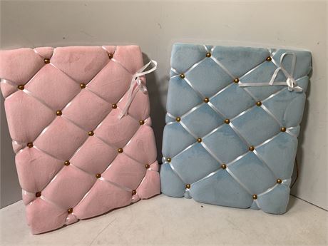 pink and blue pictures and memo boards perfect for baby showers