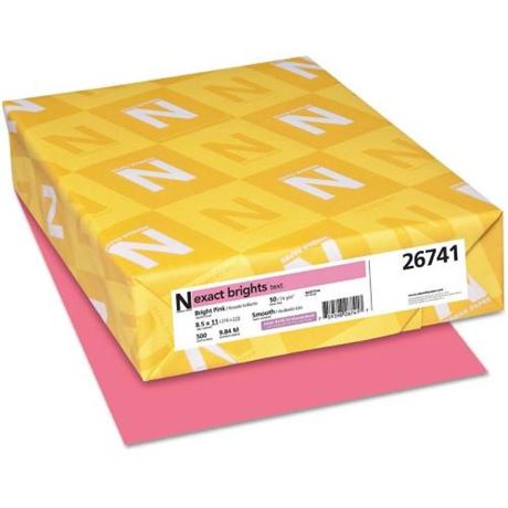 WAU26741 20 Lbs Exact Brights Paper, Bright Pink - 8.5 X 11 in. - 500 Sheets