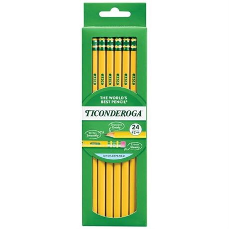 Pack of 24 ( 6 packs) 3 Boxes Ticonderoga® Pencils, #2 Lead, Medium Soft