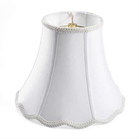 White Bell Scalloped Lampshade, 5" Top x 10" Bottom x 8" Vertical Height, Solid