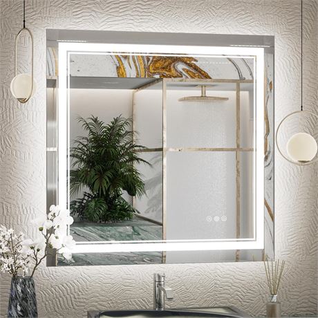 TokeShimi 30x30 Led Bathroom Vanity Mirror Anti-Fog Wall Mirror with Lights 3