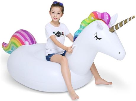 Jasonwell Big Inflatable Unicorn Pool Float Floatie Ride On with Fast Valves