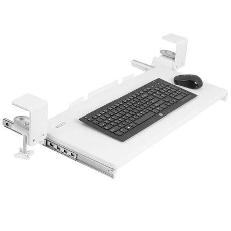 OFFSITE VIVO White Extra Sturdy Clamp-on Computer Keyboard & Mouse Under Desk