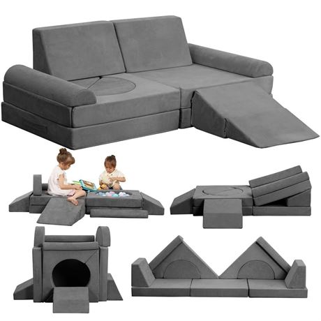 Hahasole Kids Couch, 12Pcs Modular Kids Play Couch, Toddler Couch For Playroom,