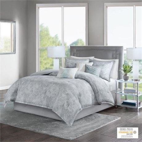 OFFSITE LOCATION Madison Park Cal King Cotton Sateen Comforter Set in Grey - Oll