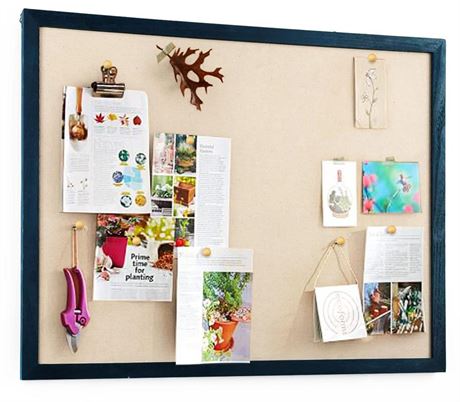 Miratino Bulletin Board 23x18 inch Large with Linen Wood Boards Wall Decor