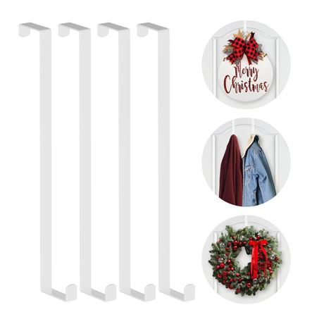 14 Inches Over The Door Hooks, 4 Pack Widen Wreath Hangers Fit The 1-3/4" &