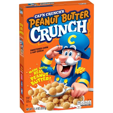Cap'n Crunch Sweetened Corn & Oat Cereal Peanut Butter Crunch, 11.4 Oz (3 boxes)